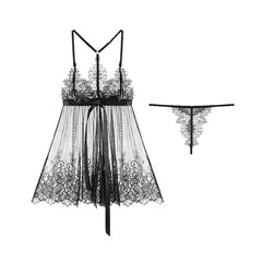 Pyjama-Set aus Spitze mit transparenter Schleife 